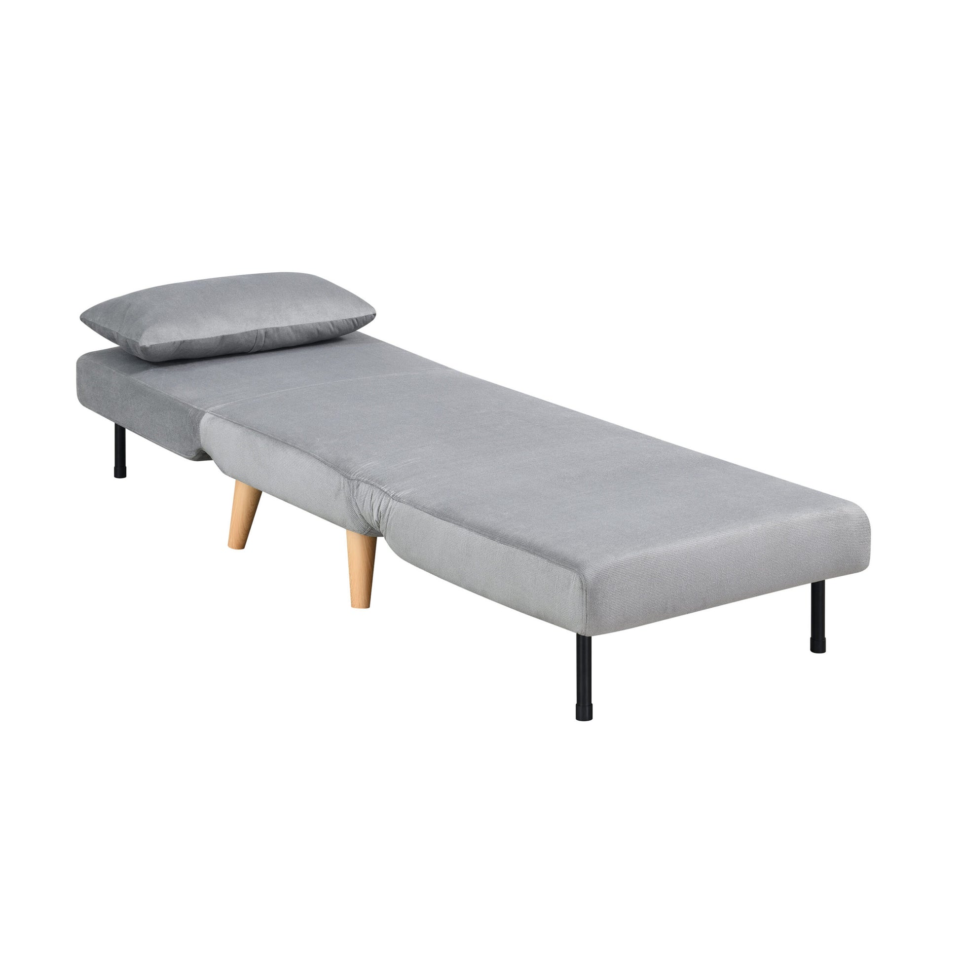 1Pc Sofa Futon Convertible Sleeper Modern Sleek Active Reclining Chair Chaise Sleeper Day Bed Stylish Contemporary Accent Chair Grey Grey Contemporary,Modern Wood