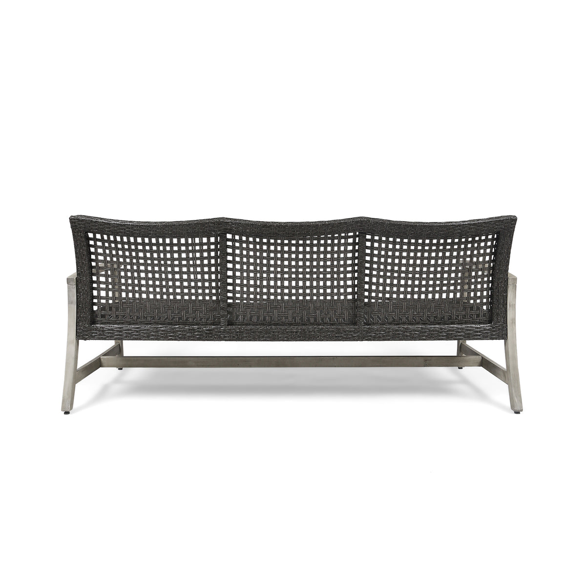 Hampton Wood Wicker 3 Seater Grey Metal & Wood