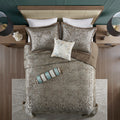 5 Piece Jacquard Bedspread Set With Throw Pillows Blue Brown King King Blue Brown Cotton