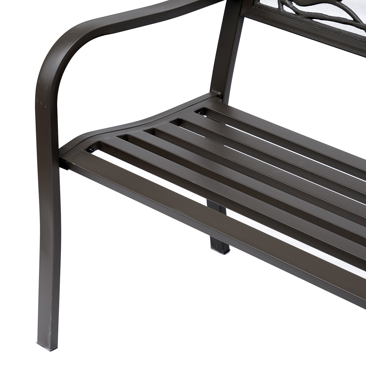 Outsunny 50" Garden Bench, Outdoor Patio Bench With Animal Pattern, Cast Steel Metal Bench For Yard, Lawn, Porch, Brown Brown Iron