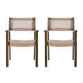 Braided Dining Chair Light Brown Set Of 2 Grey,Light Brown Acacia Wood,Rope