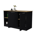 Mercury Kitchen Island With Spacious Countertop, Double Door Cabinets, And 2 Open Storage Shelves Multi Kitchen Modern Rectangular Stationary Kitchen Islands Melamine Particle Board Large 56 In