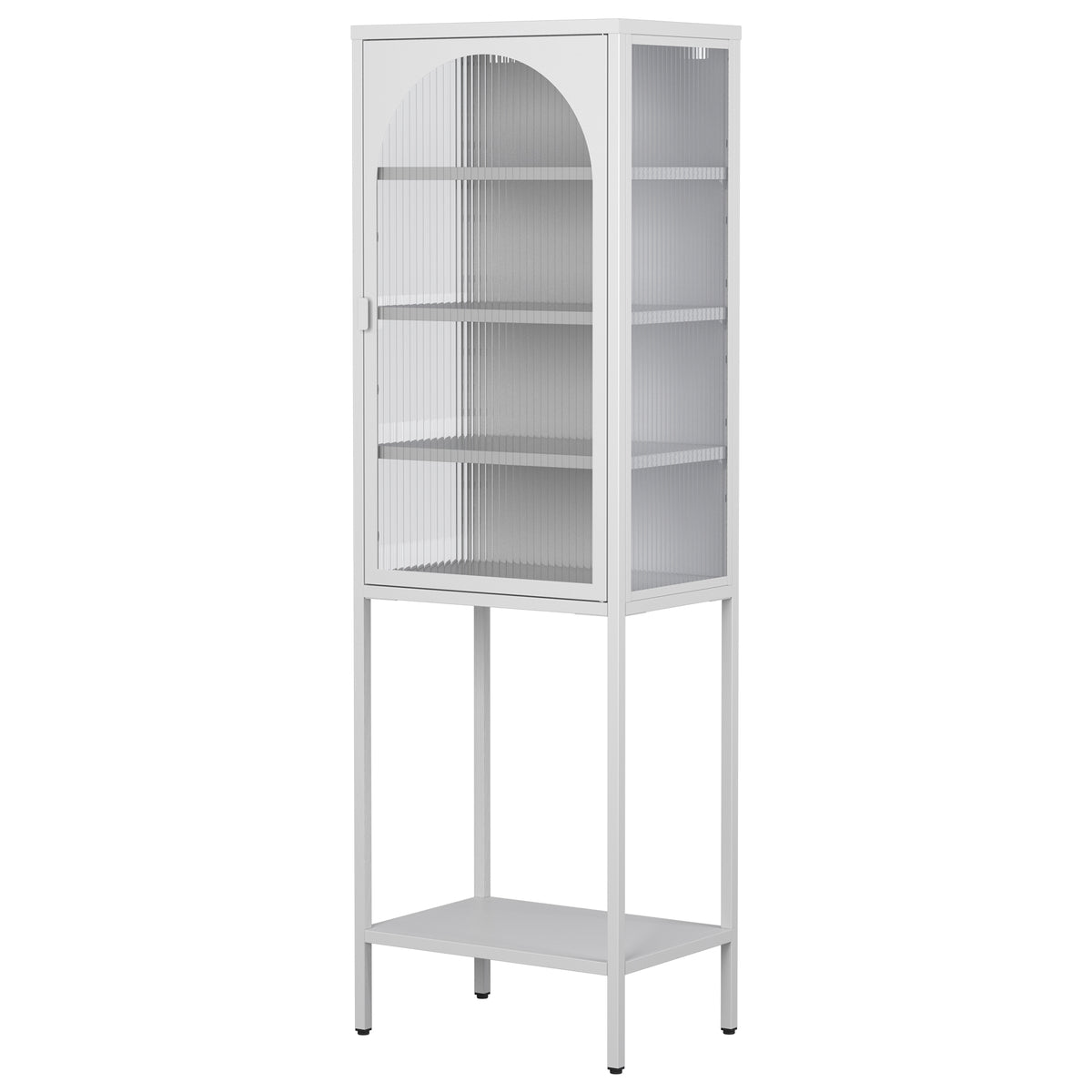 Metal Glass Door Display Storage Cabinet 5 Tier Cube Bookshelf Storage Cabinet With 3 Adjustable Shelves For Kitchen, Dining Room, Living Room, Bathroom, Home Office,White Accent Chests 1 2 Shelves Antique Antique White Primary Living Space Glass Doors
