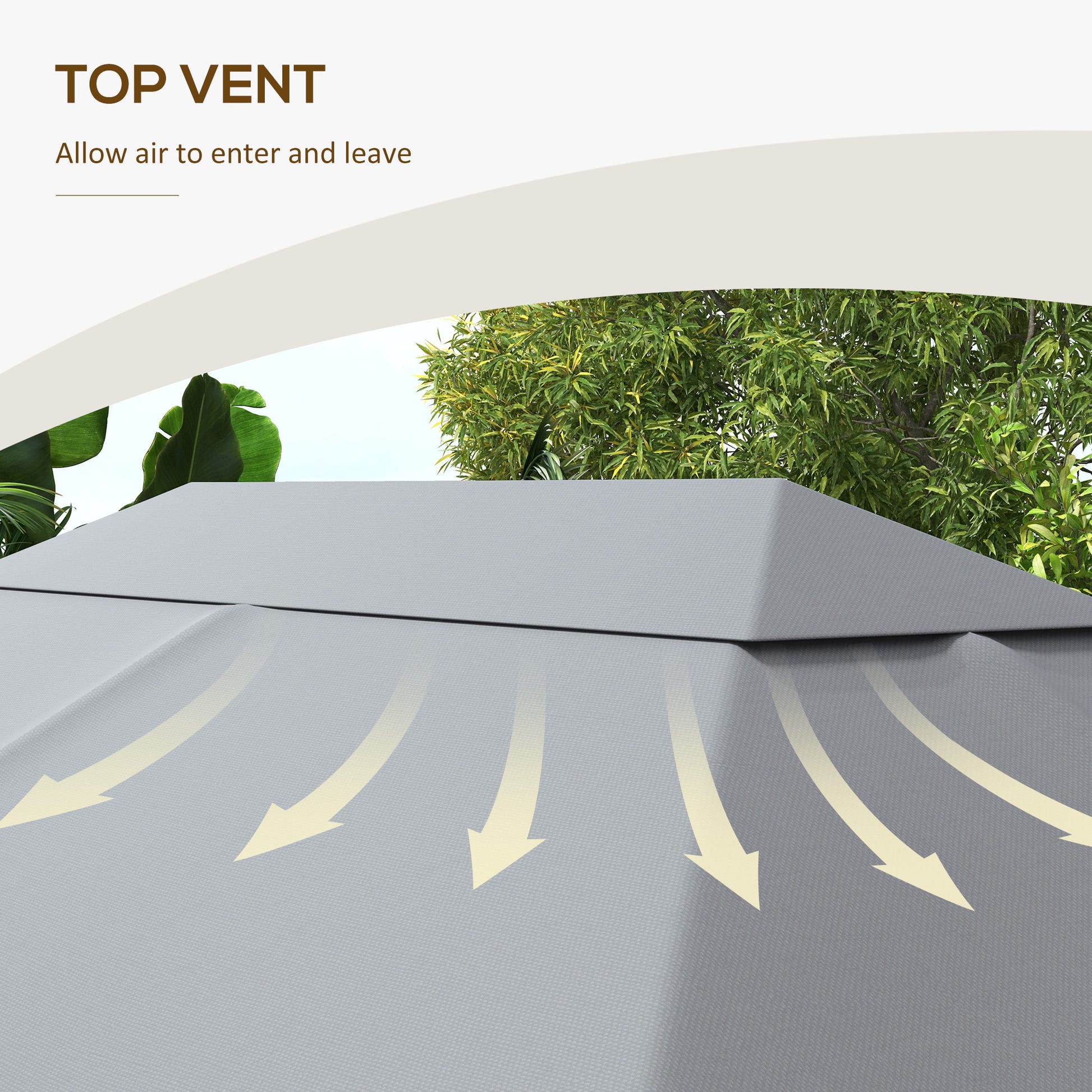 Outsunny 10' X 13' Gazebo Canopy Replacement, Outdoor Gazebo Cover Top Roof Replacement With Vents And Drain Holes, Top Cover Only , Light Gray Gray Polyester
