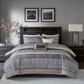 7 Piece Jacquard Comforter Set Grey Taupe Queen Queen Grey Taupe Polyester
