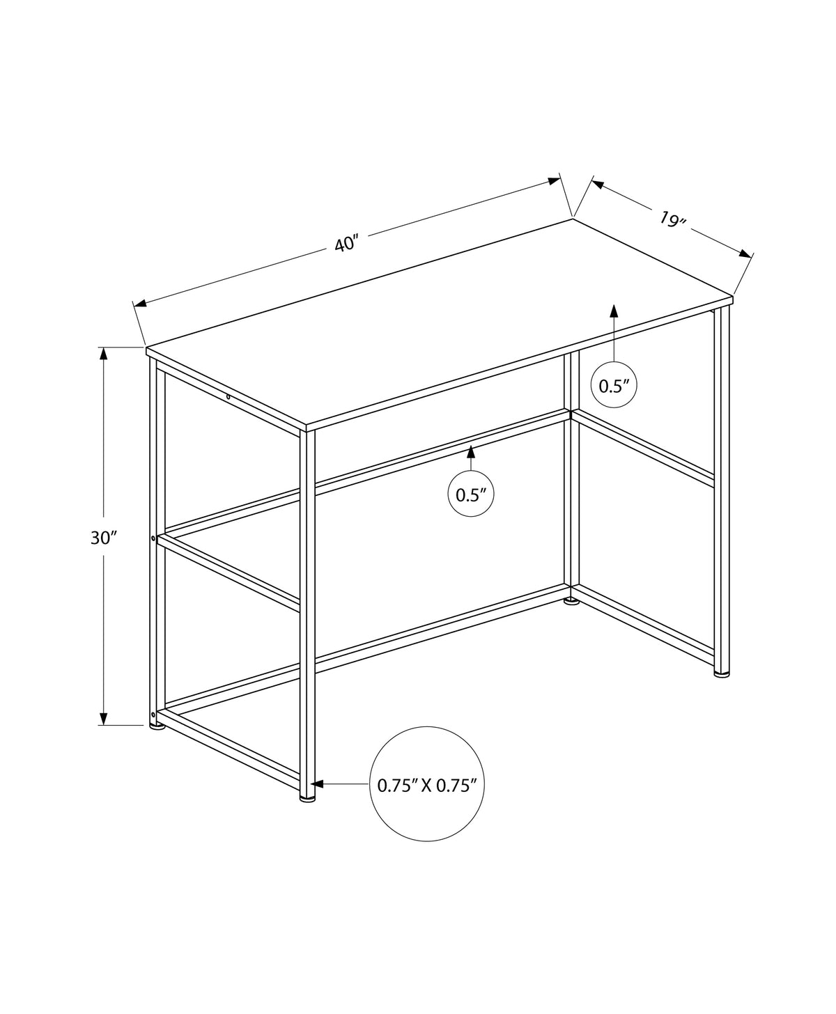 Computer Desk, Home Office, Laptop, Left, Right Set Up, Storage Drawers, 40"L, Work, Grey Laminate, Black Metal, Contemporary, Modern Grey Particle Board