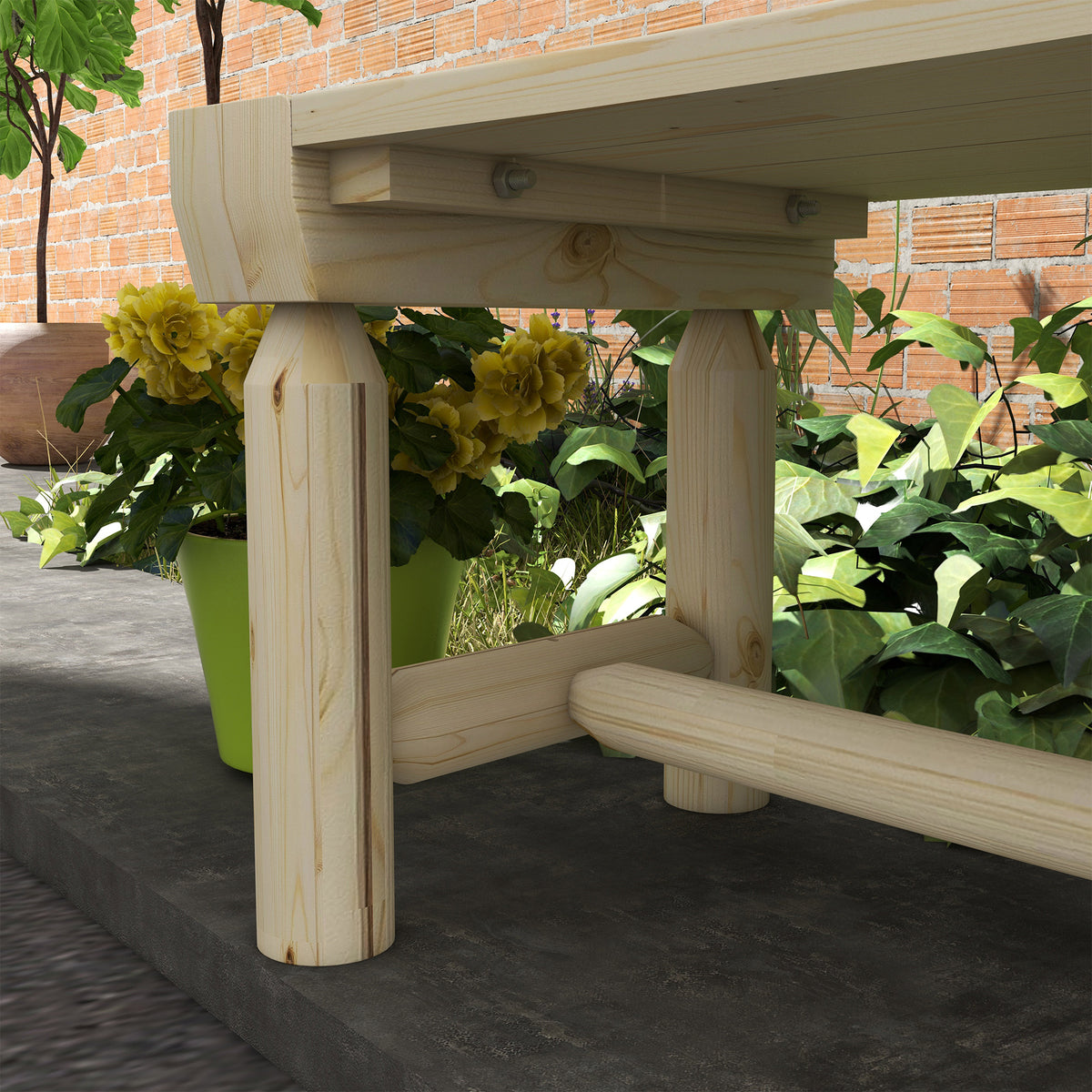 Outsunny Wooden Garden Bench, Semicircular Round Outdoor Tree Bench, Wrap Around Park Bench For Yard, Patio, Deck, Lawn, Natural Natural Wood