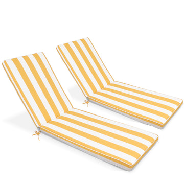 2Pcs Set Outdoor Lounge Chair Cushion Replacement Patio Funiture Seat Cushion Chaise Lounge Cushion Yellow White Yellow White Cotton