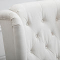Homcom Button Tufted Accent Chair With High Wingback, Rounded Cushioned Armrests And Thick Padded Seat, Cream White Cream White Fabric