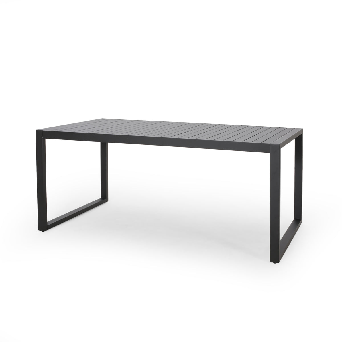 Outdoor Dining Set, Dining Chair Set Of 6 Aluminum Dining Table, Gray Black Black Grey Aluminum