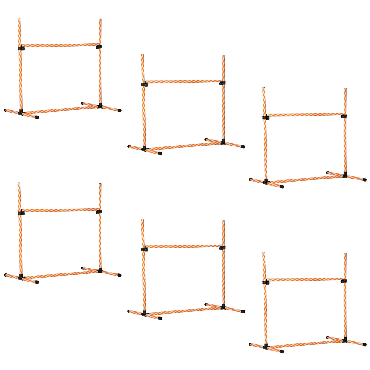 Pawhut 6 Piece Dog Agility Training Equipment With Hurdle Bag And Whistle, Orange And White Orange Plastic