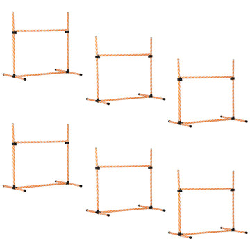 Pawhut 6 Piece Dog Agility Training Equipment With Hurdle Bag And Whistle, Orange And White Orange Plastic