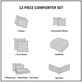 12 Piece Comforter Set With Cotton Bed Sheets Blue King King Blue Cotton