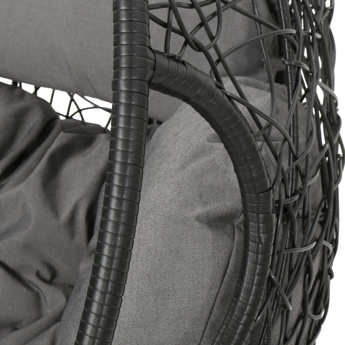 Kylie Hanging Basket Grey Only Basket ,Not Include A Hanging Stand Gray Rattan Waterproof Fabric Metal