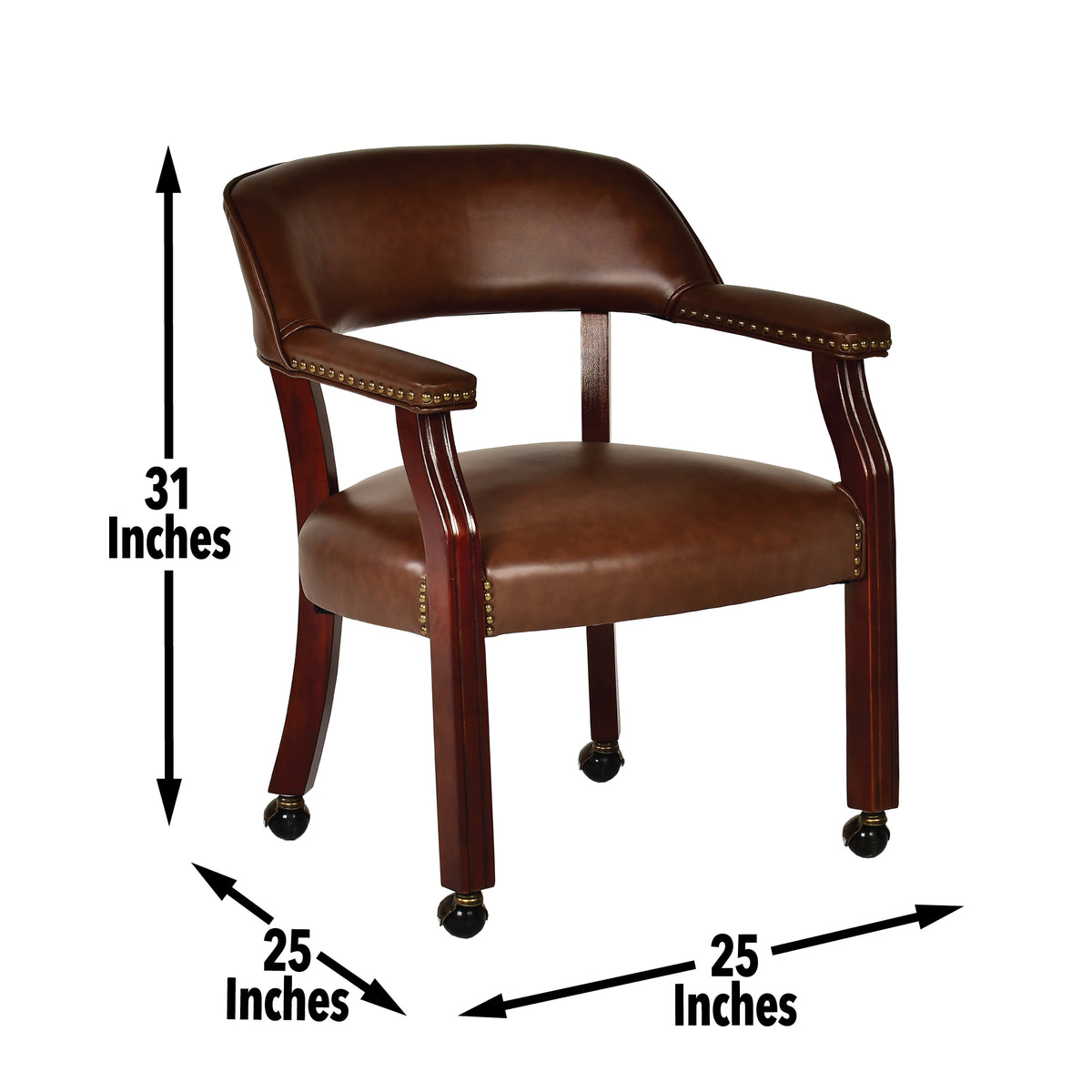 Tournament Arm Chair With Casters Dark Brown Dark Brown Fabric