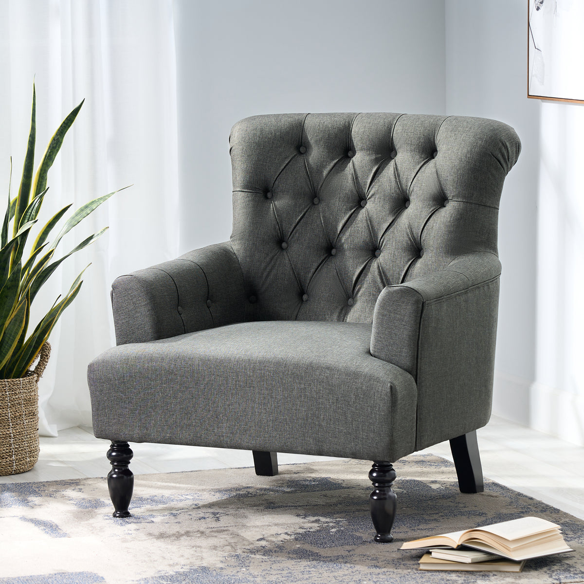 Club Chair Dark Gray Fabric