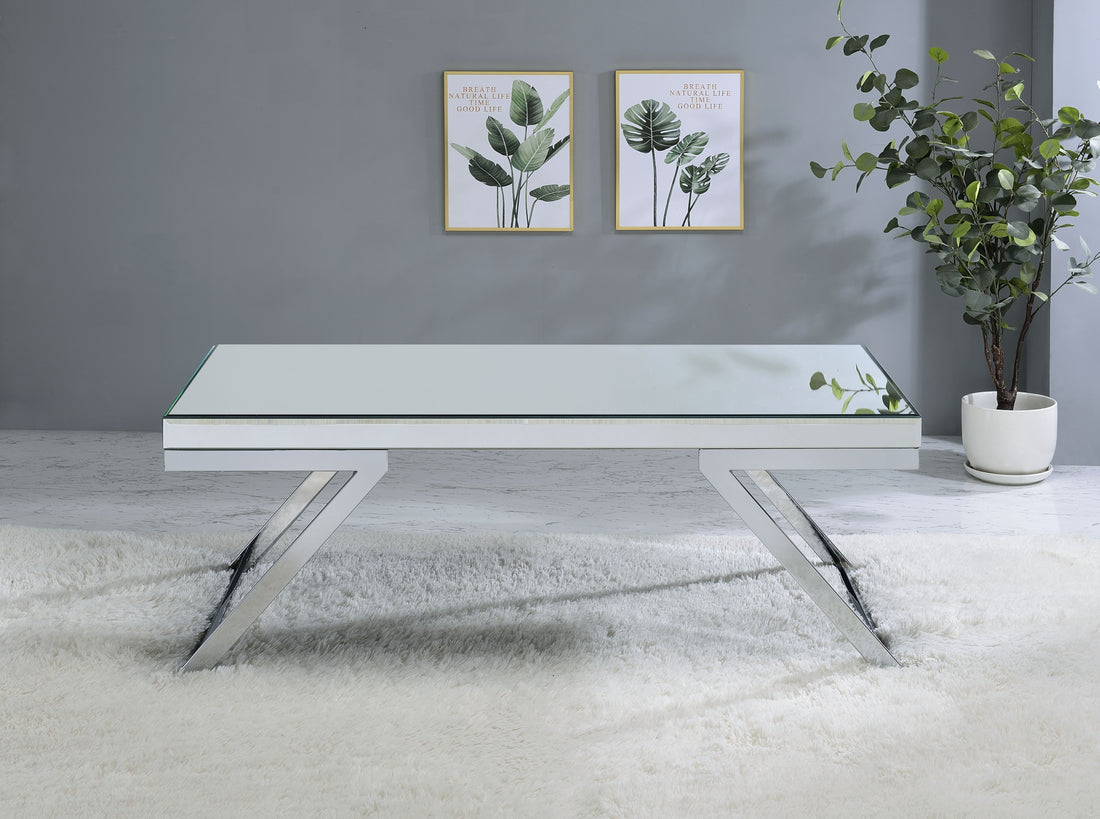 Alfresco Mirrored Coffee Table Silver Silver Wood