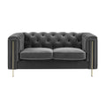 Charlene Velvet Loveseat Gray Dark Gray Fabric
