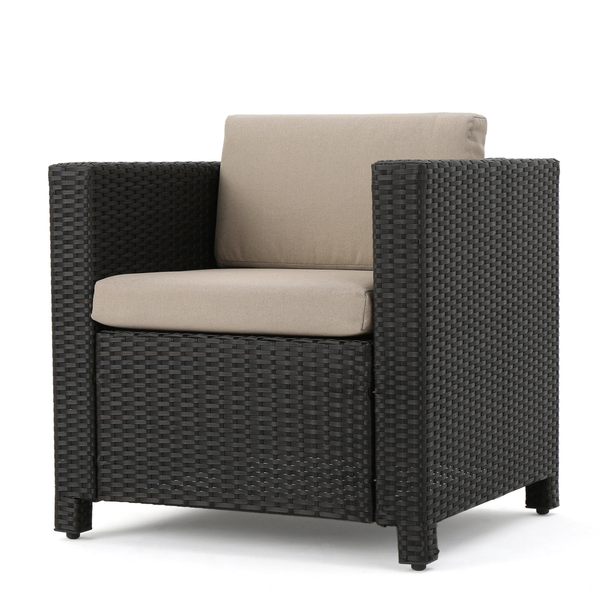 Puerta 4Pc Set Dark Brown Rattan Fabric