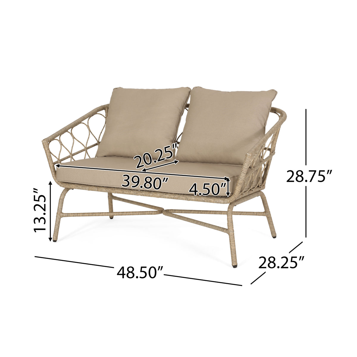 Bruce Seat Brown Pe Rattan Iron Waterproof Fabric