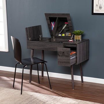 Harzen Storage Vanity W Mirror Black Mdf