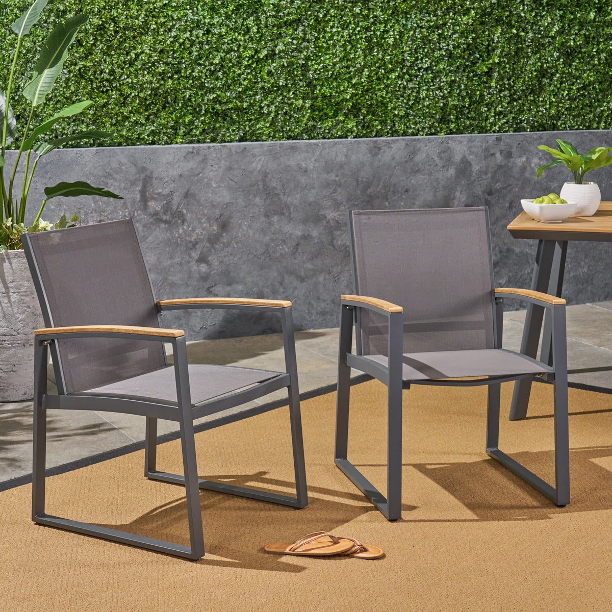 Glasgow Dining Chair Set Of 2 Grey Aluminum
