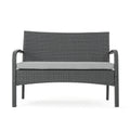 Cordoba Kd Wicker 4 Pc Chat Set Grey Pe Rattan Iron Waterproof Fabric