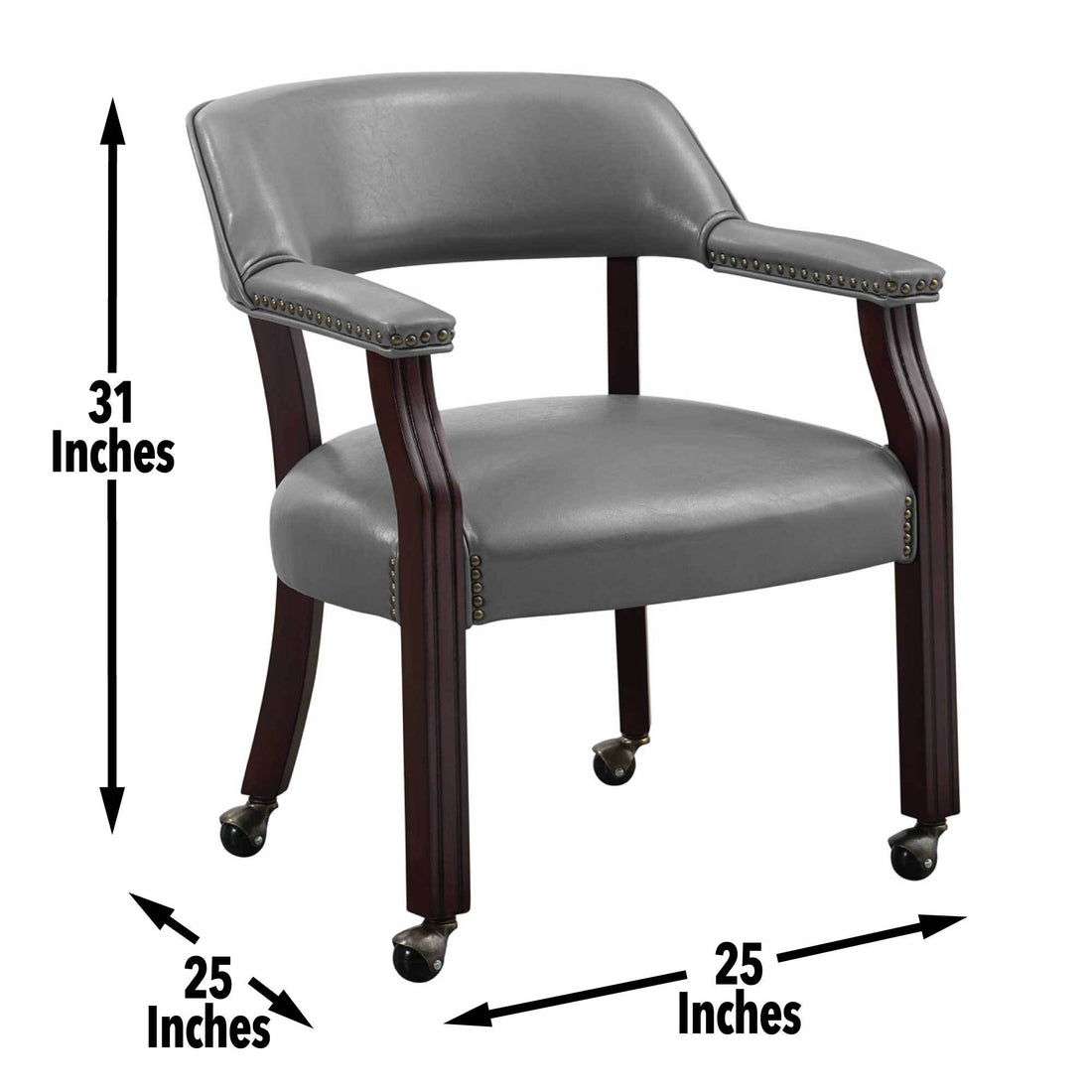 Tournament Arm Chair With Casters Dark Gray Dark Gray Wood