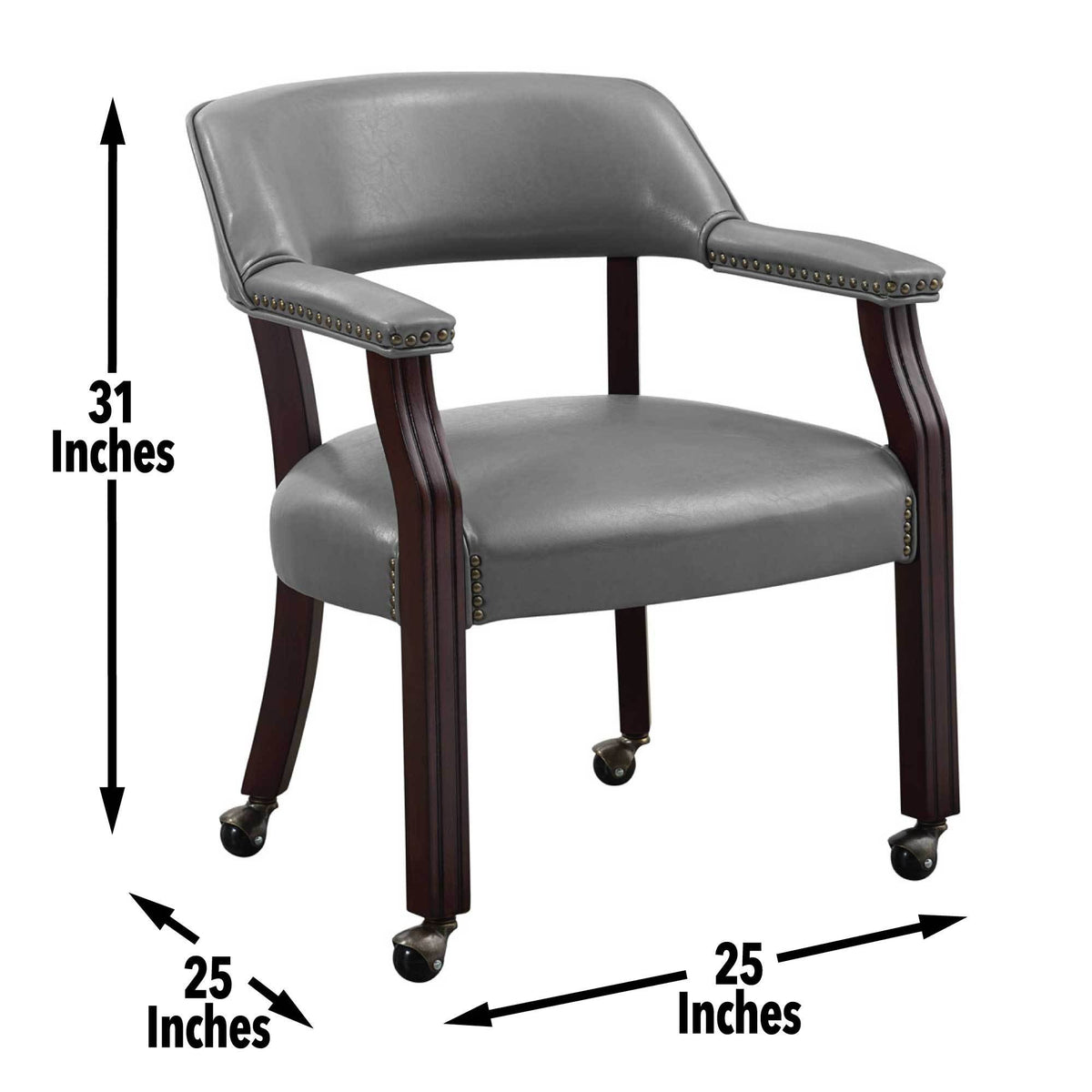 Tournament Arm Chair With Casters Dark Gray Dark Gray Wood