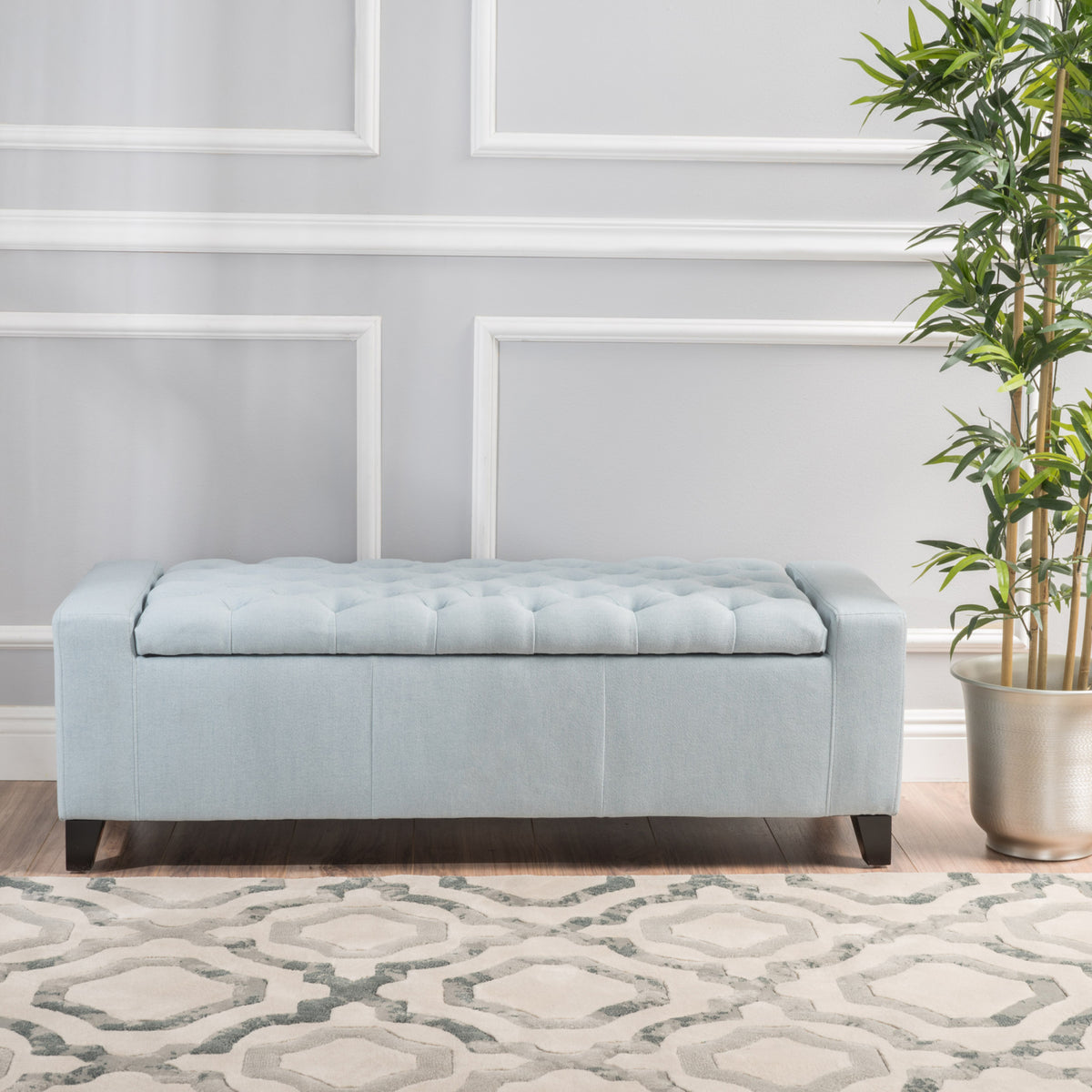Guernsey Ottoman Blue Fabric
