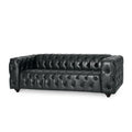 Mirod Comfy 3 Seat Sofa With Wooden Legs, Pu, For Living Room And Study Black Pu 3 Seat