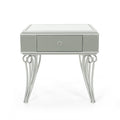 Mirrored Nightstand Silver End Table With 1 Drawer For Bedroom Living Room Silver Mirror