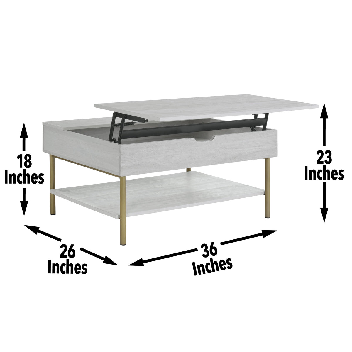 Whitman Lift Top Coffee Table White White Wood