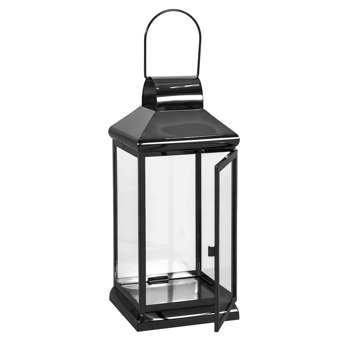 Walter 16"H Stainless Steel Lantern Black Stainless Steel