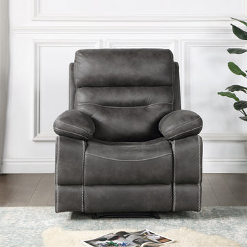 Rudger Manual Recliner Chair Gray Dark Gray Wood