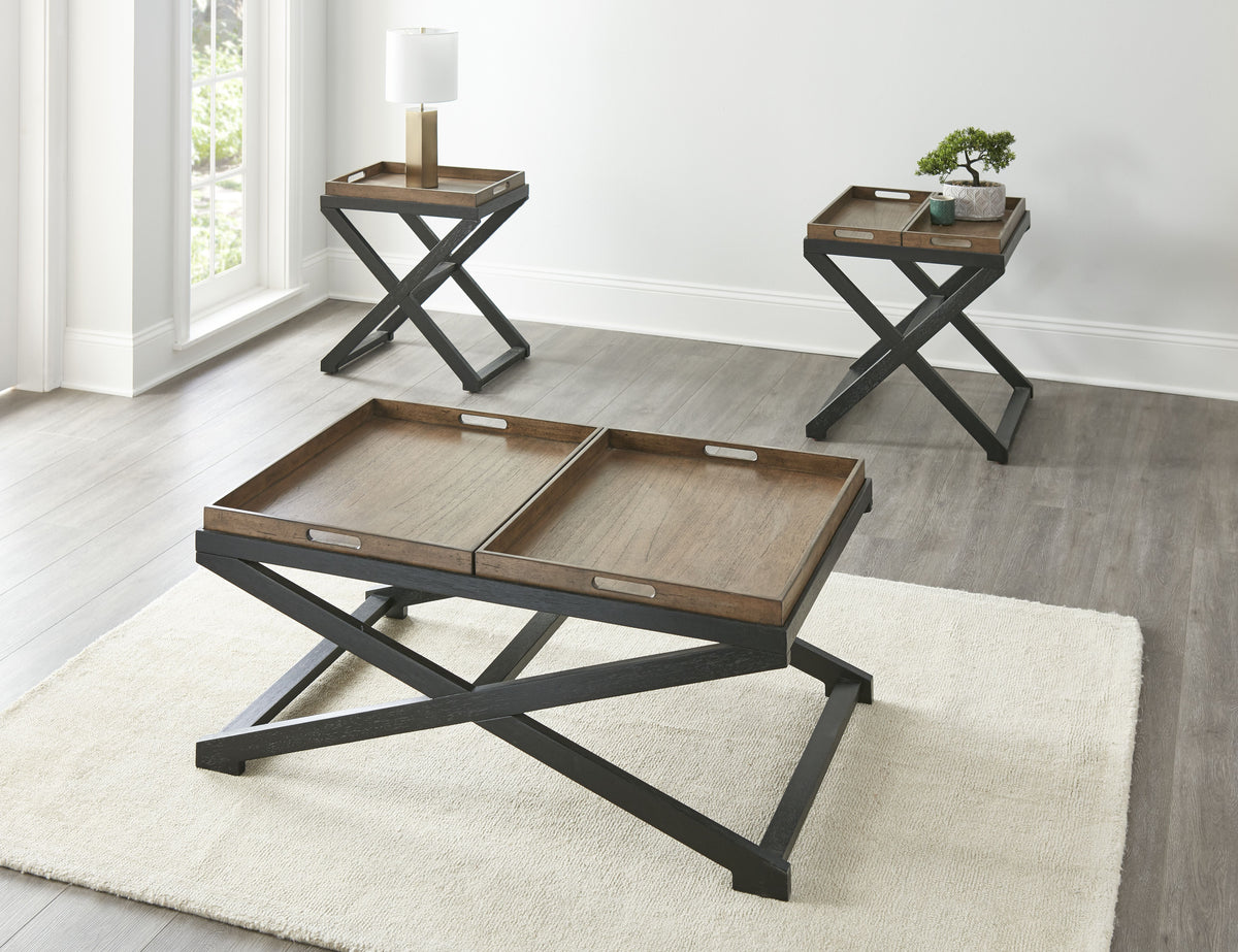 Topeka Cocktail Table Brown Brown Wood