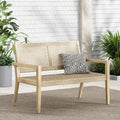 Outdoor Wicker And Acacia Wood Loveseat, Light Multibrown And Light Brown, 34'' H X 46.5'' W X 27.25'' D Brown Acacia Wood