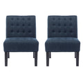 Accent Chair Set Of 2 Pcs Navy Blue Fabric