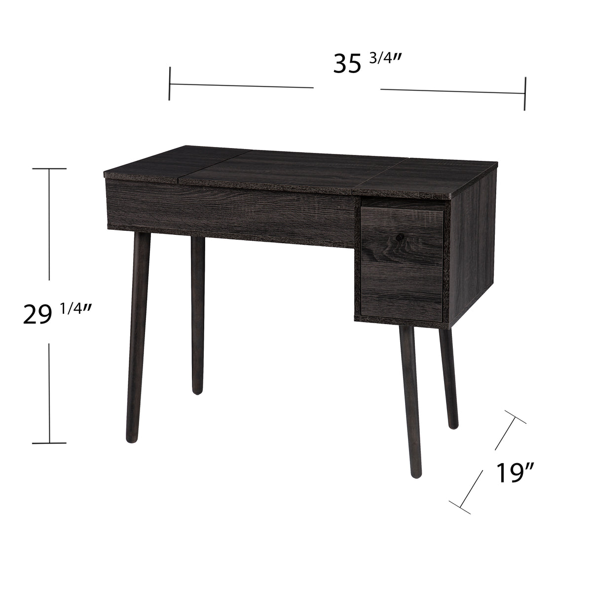 Harzen Storage Vanity W Mirror Black Mdf