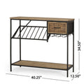 Wine Rack Black Natural Mdf Metal