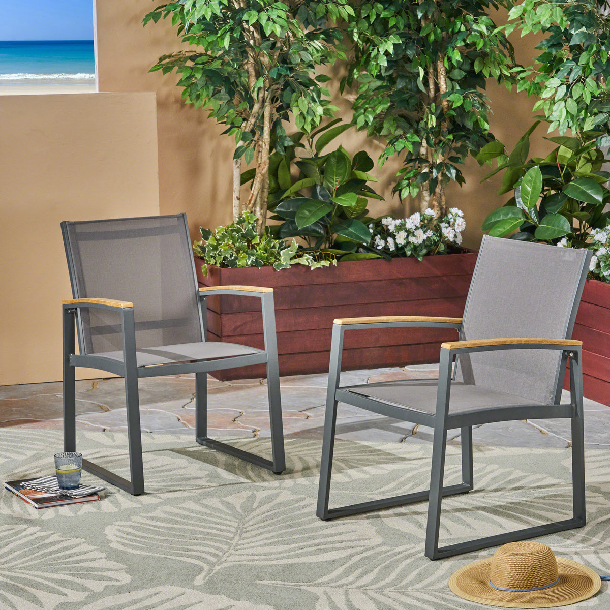 Glasgow Dining Chair Set Of 2 Grey Aluminum