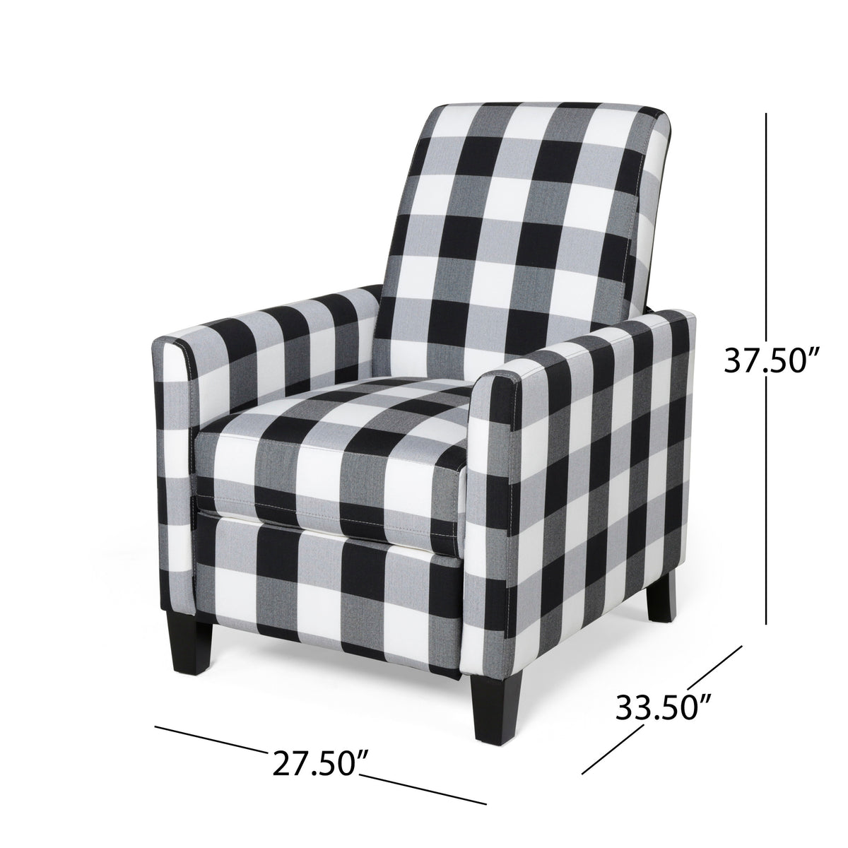 27.5" Wide Manual Club Recliner Black White Fabric