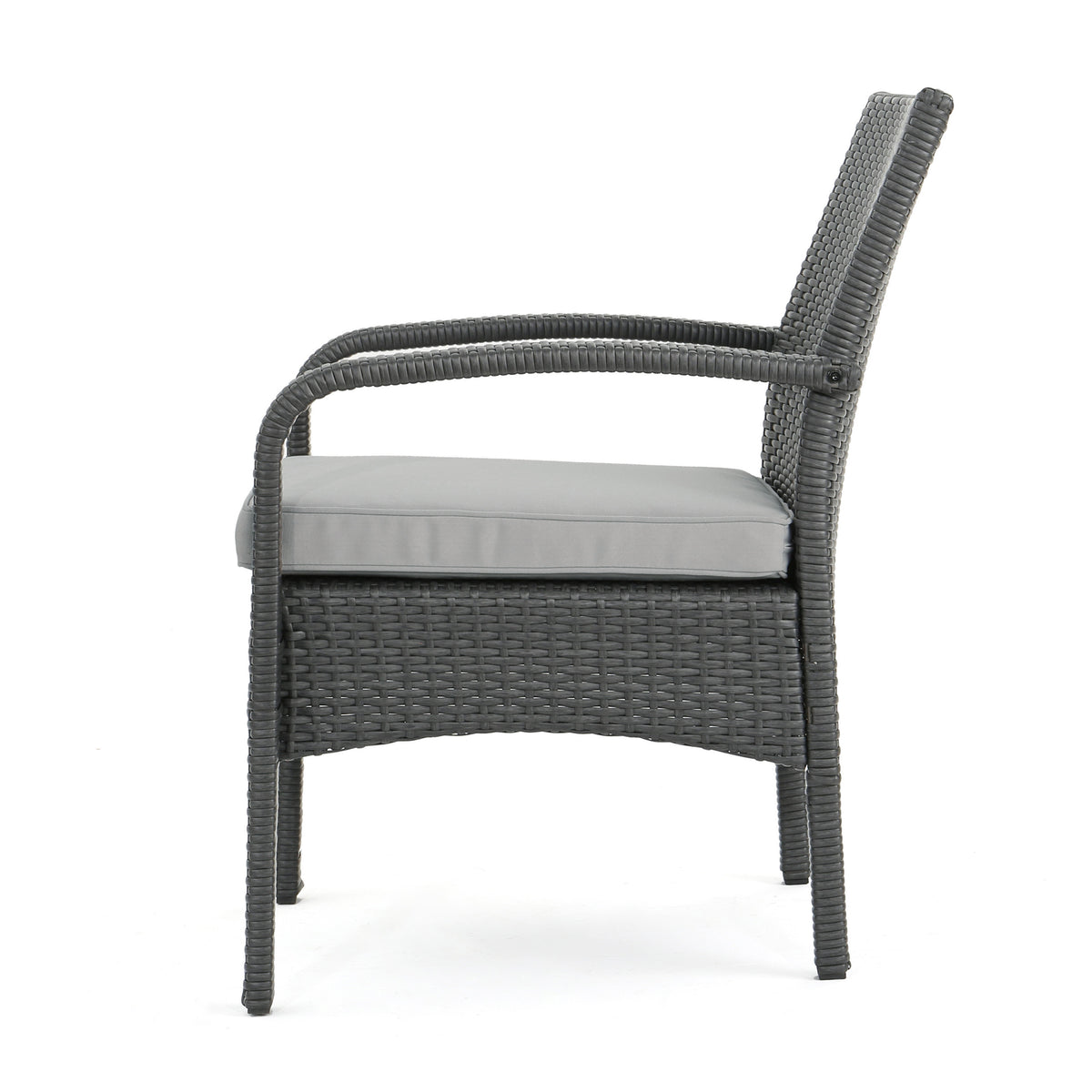 Cordoba Kd Wicker 4 Pc Chat Set Grey Pe Rattan Iron Waterproof Fabric