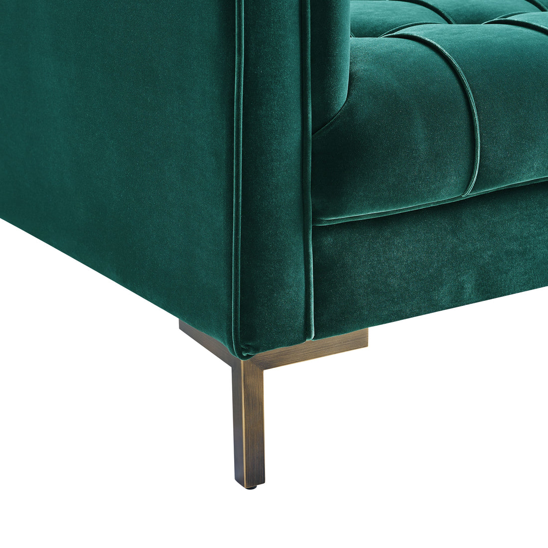 Isaac Channel Stitch Velvet Sofa Green Green Fabric 2 Seat