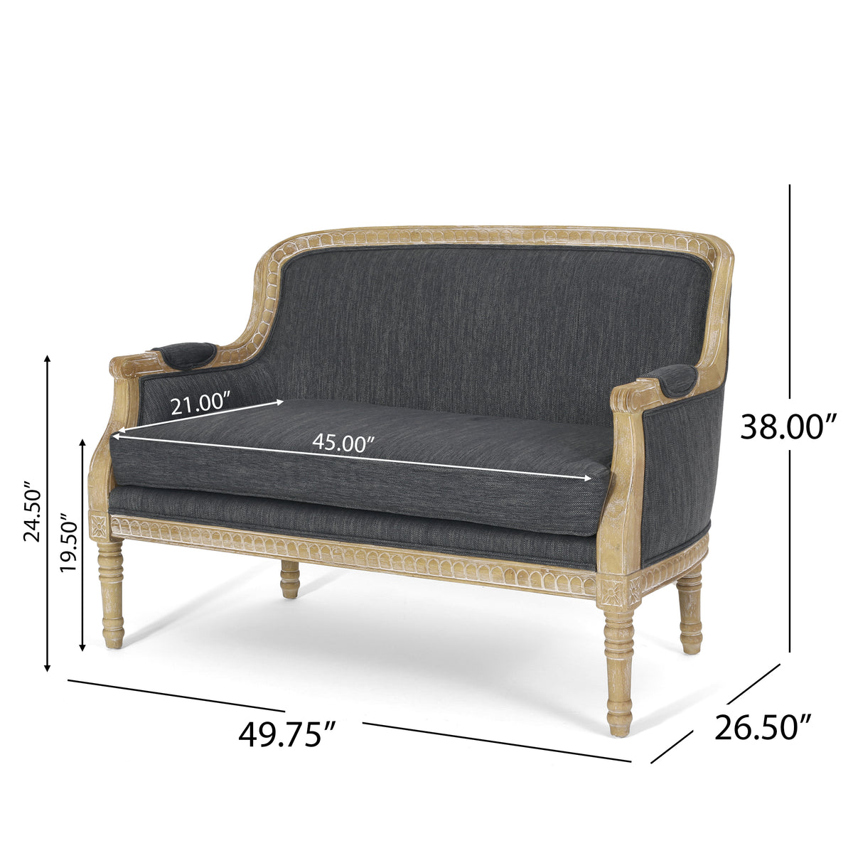 Seat Charcoal Fabric 2 Seat