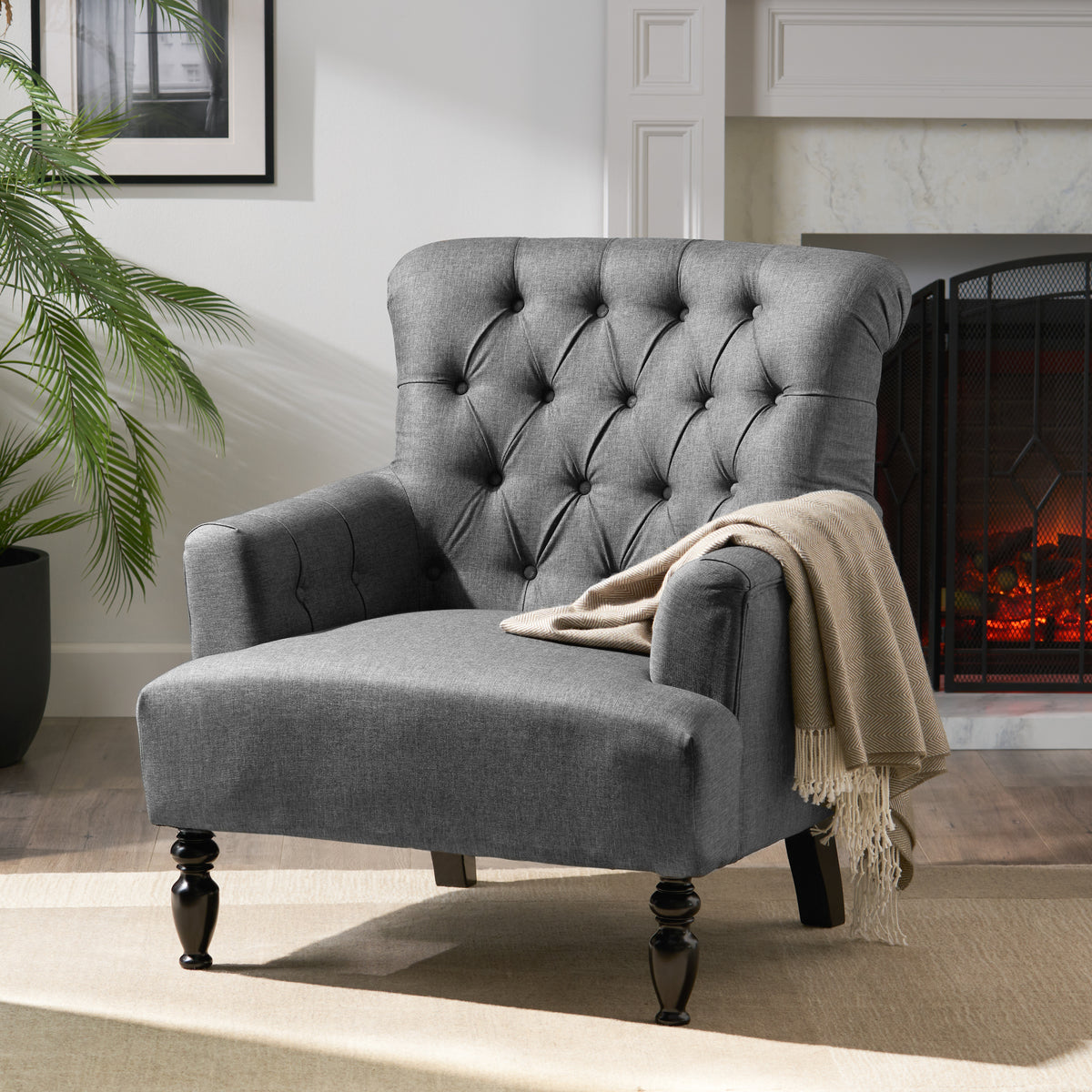 Club Chair Dark Gray Fabric