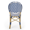 Picardy French Bistro Set Navy Blue Rattan