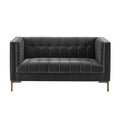 Isaac Stitch Velvet Loveseat Gray Dark Gray Fabric