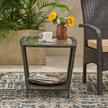 Trenton Side Table As Original W Glass Top Brown Rattan Glass