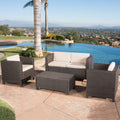 Puerta 4Pc Set Dark Brown Rattan Fabric